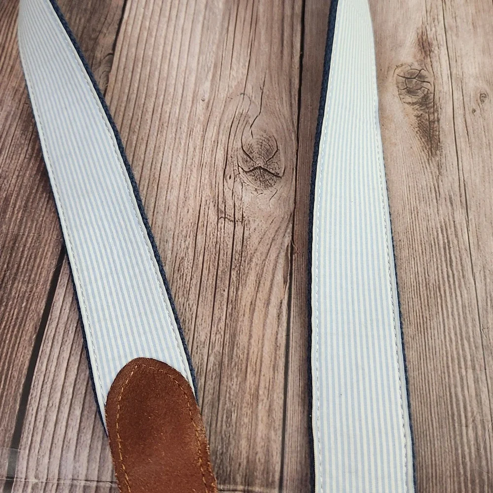Vineyard Vines Mens Navy Blue Sea Turtle Canvas Leather Club Belt Size 40 Preppy